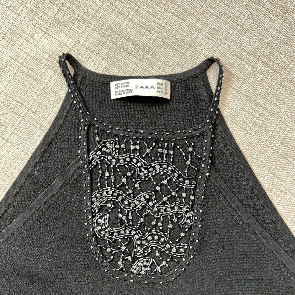 Zara Black Embellished Women's Top